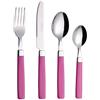 Exzact Posate Acciaio Inox con Manici Colorati 16 PZ - 4 Forchette, 4 Coltelli, 4 Cucchiai Cena, 4 Cucchiaini - EX23 (Rosa x 16)