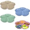 imposyu 4 Pezzi Piatto da Snack con 5 Scomparti Vassoio Aperitivo in Plastica Riutilizzabile Trasparenti Piatto per aperitivo per Snack Antipasti Frutta Dessert (24 x 3 cm)