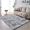 VOFUSHON Tappeto a pelo lungo, Shaggy per soggiorno, corridoio, moderno, morbido, colorato, grande, per soggiorno, camera da letto, cameretta dei bambini (grigio chiaro, 160 x 230 cm)