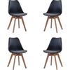 EGOONM Set di 4 Sedie da Pranzo Moderne, Sedie da Cucina con Cuscino Imbottito in Lino, Sedie Nordiche per Cucina, Ufficio, Soggiorno (Nero-GZ)