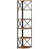 HOMCOM Libreria Angolare a Muro, Scaffale Stile Industriale in Legno e Metallo con 5 Ripiani, 39x39x175cm, Marrone Rustico