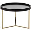FineBuy Tavolino da caffè Nero/Oro 58,5x42x58,5 cm Disegno Tavolo Metallo/Legno Massello | Tavolo da Salotto Rotondo | Divano Tavolo Retro