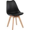 IPOTIUS Sedia da Pranzo Scandinava con Schienale Ergonomico e Gambe in Faggio, Design Classico Nordico per Cucina/Ufficio/Giardino (1 Pezzo, Nero)