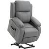 HOMCOM Poltrona Elettrica Alzapersona Reclinabile 160°, Poltrona Relax Elettrica in Pelle PU con Telecomando, Poggiapiedi e 2 Tasche Laterali per Soggiorno, Grigio