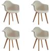 BenyLed Set di 4 Poltrone d'accento, tessuto decorativo del singolo divano del vello con le gambe di legno solido, sedia imbottita per l'ufficio della camera da letto della cucina della casa (Beige)