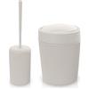 Inbagno Set Accessori Bagno 2 Pezzi Colorati Beige, scopino Bagno e pattumiera 4,2 Lt, in Resina, Linea Ring