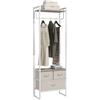 HOMCOM Appendiabiti per appendiabiti, con 3 cassetti in tessuto, barra per appendere e mensola per corridoio, camera da letto, soggiorno, Mobile Salotto, 58,5 x 30 x 178 cm naturale