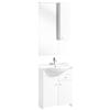 Deftrans Domodomo - Mobile bagno - Bianco Lucido Con Lavabo in Ceramica 65 cm - Mobile Bagno Moderno Con Specchio a LED - Mobile Contenitore Da Terra Per Bagni Piccoli e Medi - 105 cm, 80 x 65 x 48 cm