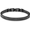FANCIBAND Bracciale Uomo Acciaio Inox a Catena Cubano Rigido Regolabile Bracciale Uomo Argento Regalo per Marito Fidanzato Fratello 19-22cm Nero