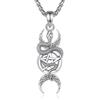 CELESTIA Collana Donna Argento 925 Ciondolo Serpente (Lilith) Tripla Luna e Pentacolo, Esoterismo Gioielli Spirituali Strega Regalo per San Valentino, Festa della Mamma, Halloween