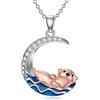 YFN Collana con animali marini in argento sterling 925, con ciondolo oceano, da spiaggia, per donne, ragazze, regali subacquei per figlia, 20mm x 19.22mm, Argento sterling, Non pietra preziosa