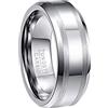 NUNCAD Anello Uomo/Donna/Unisex in Tungsteno con Anello in Superficie Levigata Per Regalo Anniversario Partner Argento 8mm Taglia (14)