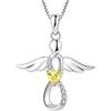 FJ Collana Angelo Custode Donna Argento 925 Collana con Ciondolo Infinito Collana Novembre Pietra Portafortuna Citrino Gioielli Regalo per Donna