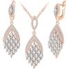 MicLee Collane ciondoli e orecchini di zirconi per donna: Parure di gioielli in argento 925 - Collana e orecchini di zirconi a forma di foglia - Gioielli da sposa - Gioielli per feste in oro rosa