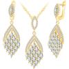 MicLee Collane ciondoli e orecchini di zirconi per donna: Parure di gioielli in argento 925 - Collana e orecchini di zirconi a forma di foglia - Gioielli da sposa - Gioielli per feste in oro