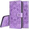 QIWEIQING Samsung Galaxy S23 Ultra Custodia Embossed Premium Phone Cover a Libro in Pelle PU Flip Portafoglio Holder Protettiva Magnetic Stand Caso per Samsung S23 Ultra Mandala Purple LD