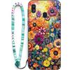 Sinyunron Cover Compatibile con Samsung Galaxy A40,Custodia a Doppia Protezione 2 in 1 Antiurto e Anti-Graffio con Estetica Motivo+1×Boho Braccialetto Colorato,Fiori colorati