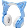 KIMISS Cat Ear Auricolare Bluetooth Led Orecchie Di Gatto Cuffie Abs Cat Ear Auricolare Bluetooth Stereo Carino Ad Alta Sensibilità Microfono Incorporato Auricolare Led Regolabile Per (Blu)