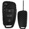 mt key Custodia morbida in carbonio con coperchio protettivo per auto, chiave pieghevole compatibile con Audi A1 8X A3 8V A4 B7 A6 C6 TT 8J Q3 8U Q7 4L