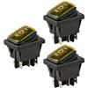 ETOPARS 3 Pezzi 12V 20A Interruttore a Bilanciere per Auto Luminoso a LED Giallo Nebbia Interruttore a Levetta Momentaneo Impermeabile Rotondi Pulsante 6 Pin ON off ON