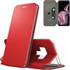 N NEWTOP Cover Compatibile per Samsung Galaxy Note 9, Chiusura Magnetica 360 Capsule Flip Custodia Libro per Carta di Credito Simil Pelle TPU Interno Funzione Stand Supporto (Rosso)