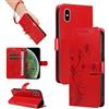 SRISHP Cover per iPhone XS Max, Magnetica Cover a Libro con Slot per Schede, Custodia in PU Pelle Portafoglio per iPhone XS Max, Rosso
