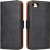 ROJIOJIO Cover per iPhone 7/8/ SE 2020/ SE 2022, Premium Pelle PU Portafoglio Flip Libro Libretto Custodia con [Chiusura Magnetica] [Supporto] [Porta Carte] per iPhone 7/8/ SE 2020/ SE 2022, Nero