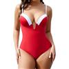SHAPERIN Costume da Bagno con Ferretto Donna Costume Intero con Controllo della Pancia Push Up Monokini Senza Schienale One Piece Swimsuits Rosso M
