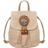 HuiYStar Zaino di Paglia Alla Moda per Le Donna Borsa a Tracolla con Coulisse Borse da Spiaggia Bohémien Borsa a Tracolla Intrecciata Daypack