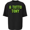 Generico T-Shirt Nera con Stampa 'A Tutto Tony' in Verde Fluo, Riferimento a Temptation Island (IT, Testo, XL, Regular, Regular, Nera Scritta Verde Fluo)