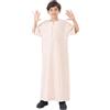 Generisch 2025 Thobe arabo musulmano, caftano a maniche lunghe, abito girocollo, abito nazionale, abito ricamato a maniche lunghe per adolescenti logica bambini, beige., 9-10 Anni