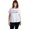 FIORELLA RUBINO: T-Shirt con Scritta e Ricamo Curvy Size Bianco Stagione Primavera Estate 2025.