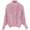 Generic Maglioni a collo alto da donna autunno e inverno collo alto colore misto fiore lana pullover manica lunga maglione lavorato a maglia, rosa, Taglia unica