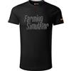 Farming Simulator Maglietta Simulatore agricolo (Taglia L, Maglietta in 100% Cotone, Scritta Grigia, con Impronte Pneumatici, Colore Nero, simulatore di Fattoria)