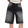 FYHTC Baggy Bermuda Jeans Shorts per Donna Y2K Pantaloncini Larghi in Denim Lunghi Pantaloncini Vintage al Ginocchio con Tasche(Black,Small)