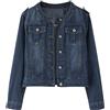 Generic Giubbotto Di Jeans Donna Giacca In Denim Taglie Forti Giacca a Maniche Lunghe In Tinta Unita Giacca In Jeans Con Risvolto Giacca Di Jeans Fidanzato Casual Autunno Denim Cotone Cappotto Outwear