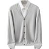 Dcvmvmn Cappotto invernale da uomo in lana merino cashmere con scollo a V cardigan casual tinta unita imbottito in maglia calda cappotto, Grigio chiaro9, XX-Large