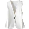 KYUERWK Gilet Smanicato Donna,Gilet Da Donna con Scollo A V, Vintage, Corto, con Bottoni, Da Abito, Peplo, Elegante, con Un Bottone, Casual, Leggero, Elegante, Senza Maniche, Giacca, Bianco L