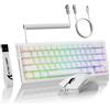 MAMBASNAKE ATTACK SHARK X68 HE Tastiera a Grilletto Rapido, Mouse R1 e Cavo a Spirale da 8 KHz, Tastiera Magnetica da 8KHz con Precisione RT di 0,01mm, Mouse da Gioco Wireless R1, per PC/Mac - Bianco