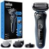 Braun Serie 5 51-B4650cs Rasoio Elettrico Con 2 Accessori EasyClick, Base Di Ricarica, Blu