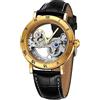 Forsining - Orologio a scheletro, da uomo, con design unico di lusso, movimento automatico, stile popolare, cinturino in vera pelle