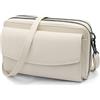 HNOOM Mini Borsa Tracolla per Cellulare RFID Blocco Portafoglio Donna Doppia Cerniera Pelle Vera Borsa portafoglio donna tracolla con 18 Carte Borsa Porta Cellulare (Bianco)