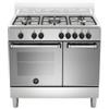 La Germania PRONTA CONSEGNA - SPEDIZIONE IMMEDIATA La Germania AMN9P5EXV Cucina Libera installazione 90 x 60 cm 5 Fuochi Gas Forno Elettrico e stipetto Finitura Inox Griglie Smaltate