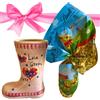 NARAMAKI Idea Regalo Pasqua 2024 - Uovo CIoccolato Gold Bunny 25gr + Stivale Ceramica 15cm (Rosa)