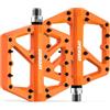 LYCAON Pedali bici da strada/mountain bike, Pedale per Bicicletta Fibra di Nylon Antiscivolo CR-MO, 3 Cuscinetti CNC per 9/16 BMX MTB, Pedali a Piattaforma Piatta Leggeri e Larghi (Arancia)
