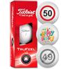 Titleist Trufeel - Palline da golf per compleanno, confezione da 3 pezzi, motivo: Happy Birthday Golf regalo per golfisti (50° Happy Birthday)