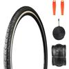 GRELiving 1/2 pezzi, 700 x 35 C, pneumatici da corsa con protezione da 3 mm, 37 - 622, per bici da strada, bici ibrida (1 set (1 pneumatico 700 C, 1 tubo + 21 leva per pneumatici)
