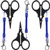 Foyods Forbici da pesca portatili in acciaio inox, 3 pezzi, taglierina per lenza da pesca con gancio e nastri retrattili, come regalo per gli appassionati di pesca (nero, blu)