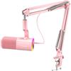 MAONO XLR/USB Gaming Microfono Set Dinamico PC Microfono con Braccio, RGB, Software, Tasto Mute Regolatore Gain, per PC Gaming, Streaming, Registrazione, PS4/5 Mac Mixer (PD100XS Rosa)