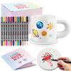 Sinmoe Set Tazze da Dipingere Kit Mug Ceramica con Tazze in Ceramica Vuote per Sublimazione 12 Pennarelli Colorati e Sottobicchiere Regalo Fai da Te per Maestro Laurea Festa Mamma e Papà(Moda)